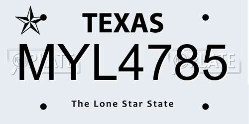 MYL4785 Texas License Plate