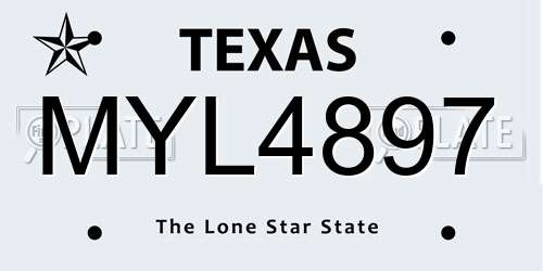 MYL4897 Texas License Plate