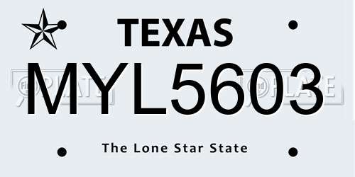 MYL5603 Texas License Plate