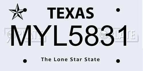 MYL5831 Texas License Plate