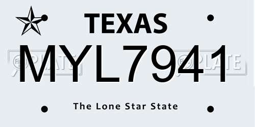 MYL7941 Texas License Plate
