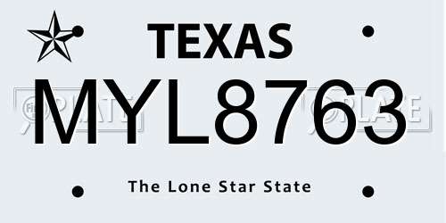 MYL8763 Texas License Plate