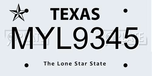 MYL9345 Texas License Plate