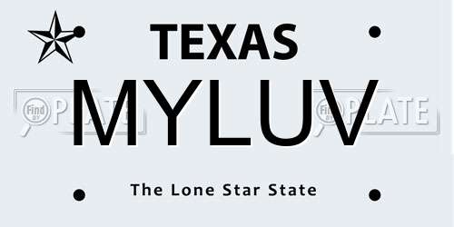 MYLUV Texas License Plate