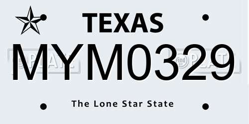 MYM0329 Texas License Plate