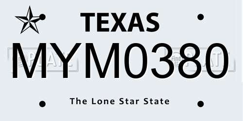 MYM0380 Texas License Plate