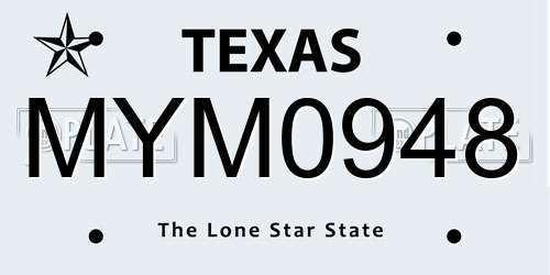 MYM0948 Texas License Plate