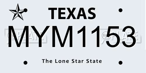 MYM1153 Texas License Plate