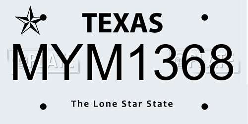 MYM1368 Texas License Plate