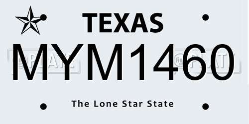 MYM1460 Texas License Plate