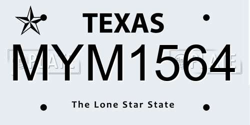 MYM1564 Texas License Plate