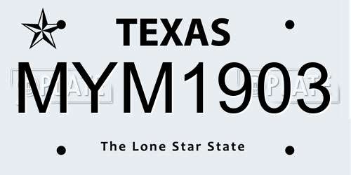 MYM1903 Texas License Plate