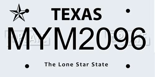 MYM2096 Texas License Plate