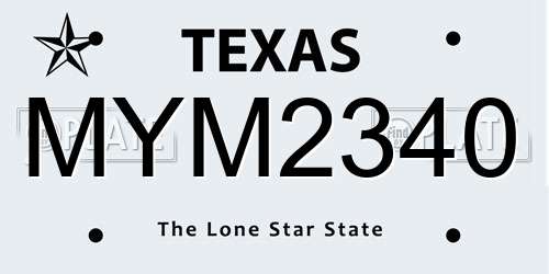 MYM2340 Texas License Plate