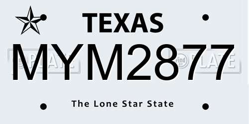 MYM2877 Texas License Plate