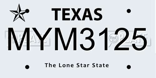 MYM3125 Texas License Plate