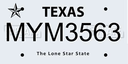 MYM3563 Texas License Plate
