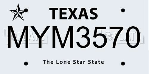 MYM3570 Texas License Plate