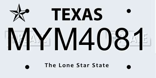 MYM4081 Texas License Plate