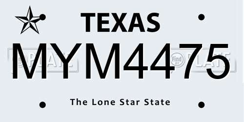 MYM4475 Texas License Plate