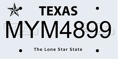 MYM4899 Texas License Plate