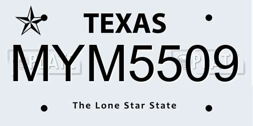 MYM5509 Texas License Plate
