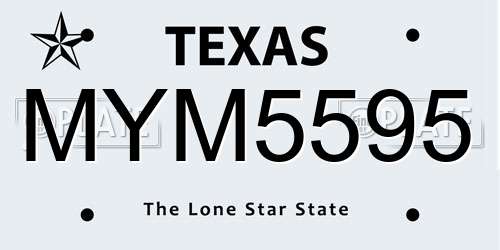 MYM5595 Texas License Plate