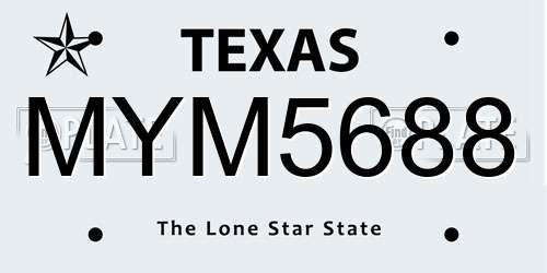 MYM5688 Texas License Plate