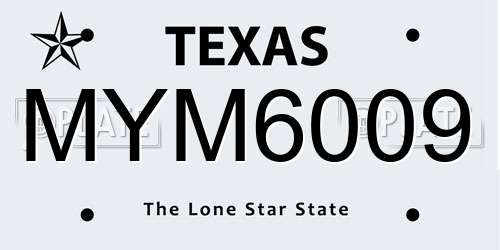 MYM6009 Texas License Plate