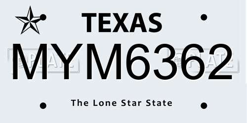 MYM6362 Texas License Plate