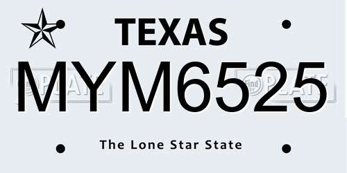 MYM6525 Texas License Plate