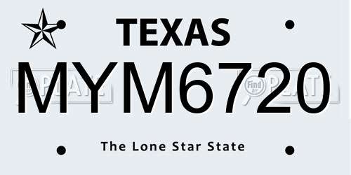 MYM6720 Texas License Plate