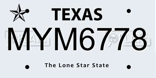 MYM6778 Texas License Plate