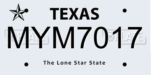 MYM7017 Texas License Plate
