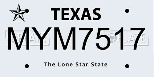 MYM7517 Texas License Plate