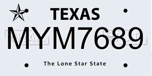 MYM7689 Texas License Plate