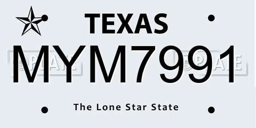 MYM7991 Texas License Plate