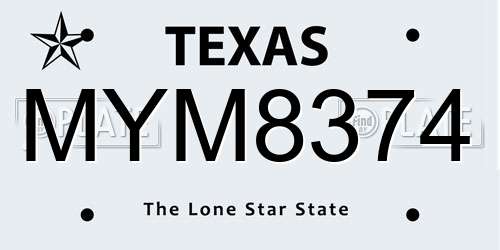 MYM8374 Texas License Plate