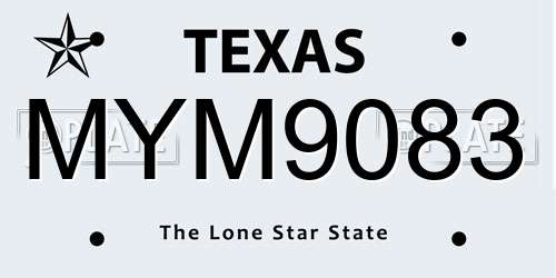 MYM9083 Texas License Plate