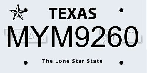 MYM9260 Texas License Plate