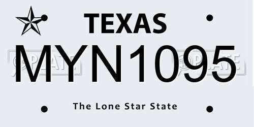 MYN1095 Texas License Plate