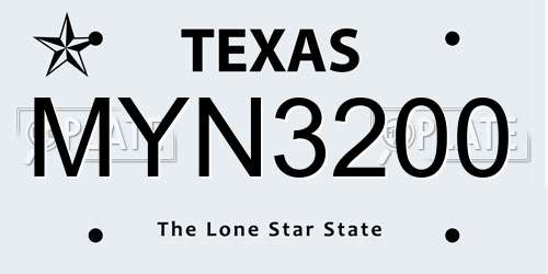 MYN3200 Texas License Plate