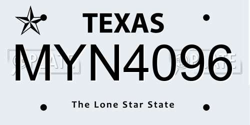 MYN4096 Texas License Plate