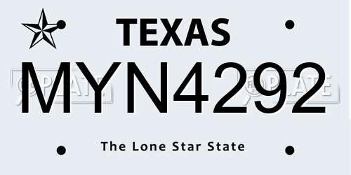 MYN4292 Texas License Plate