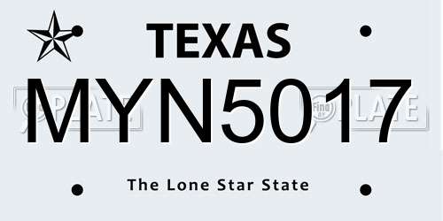MYN5017 Texas License Plate