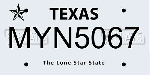 MYN5067 Texas License Plate