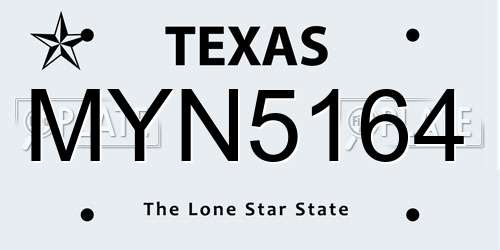 MYN5164 Texas License Plate