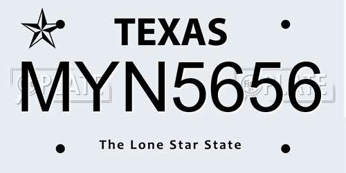 MYN5656 Texas License Plate
