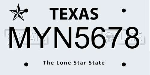 MYN5678 Texas License Plate