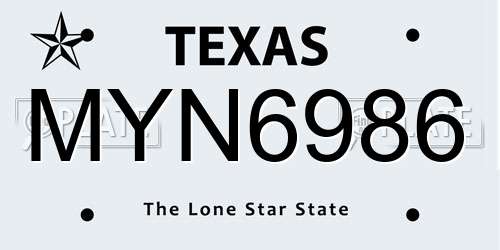 MYN6986 Texas License Plate